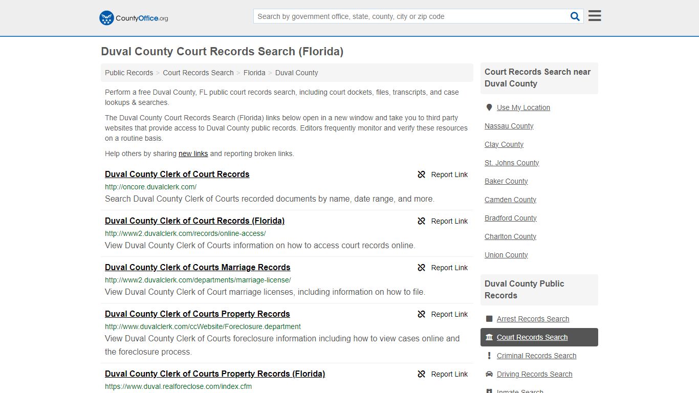 Court Records Search - Duval County, FL (Adoptions, Criminal, Child ...