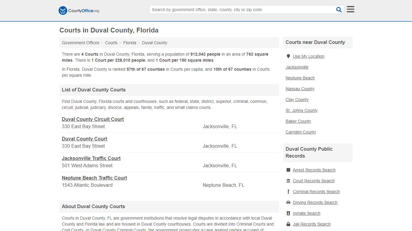 Courts - Duval County, FL (Court Records & Calendars)