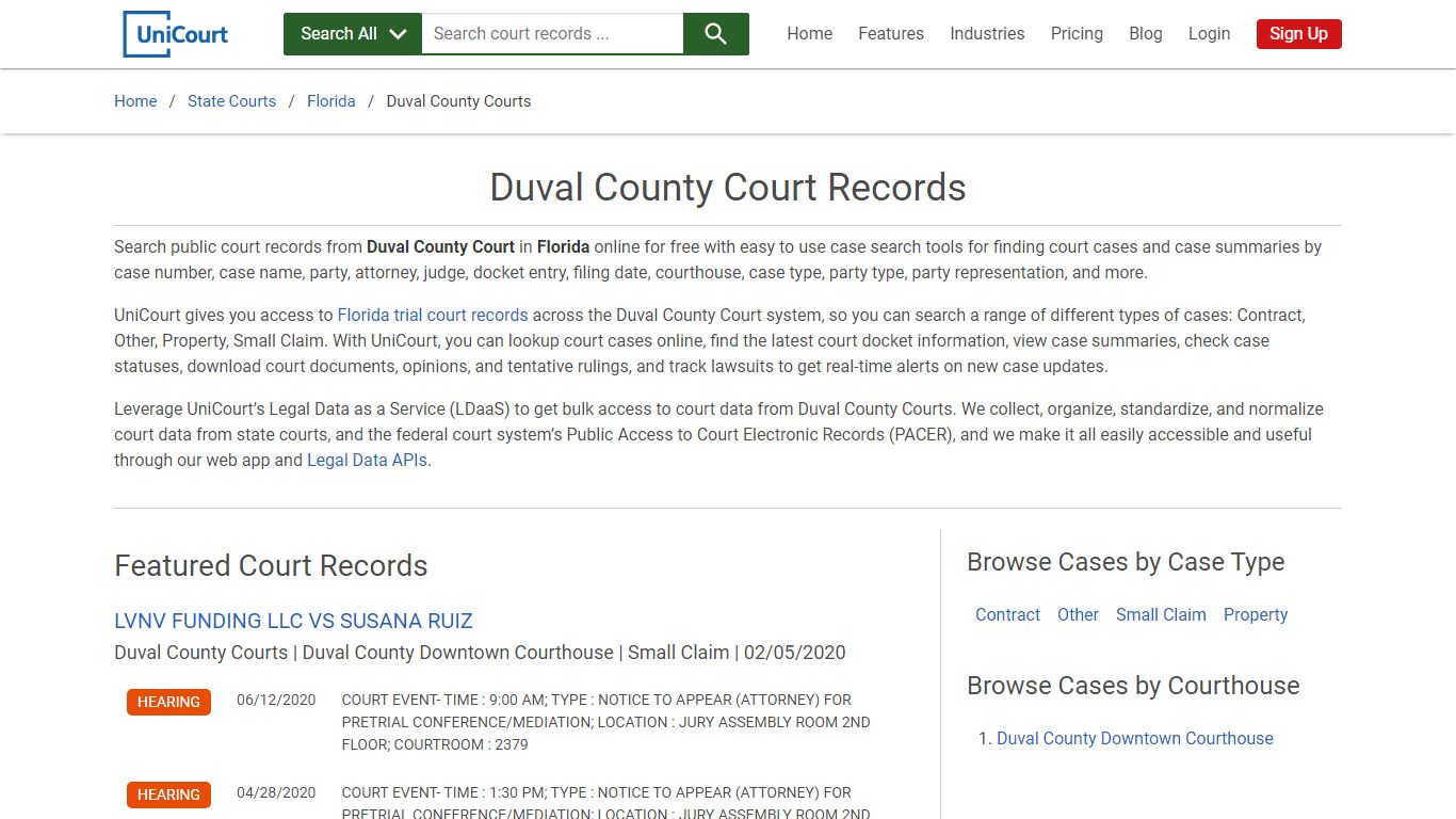 Duval County Court Records | Florida | UniCourt